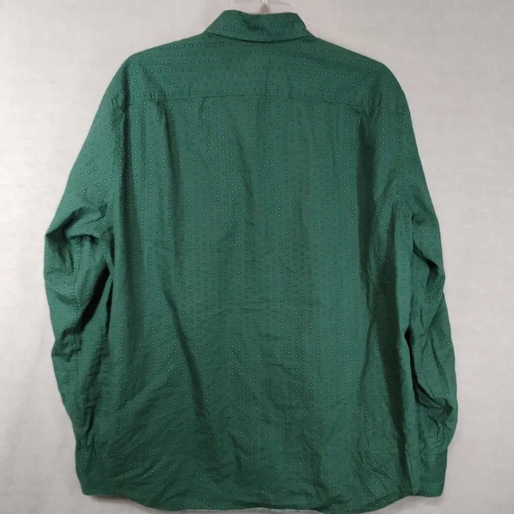 J Crew Men's Large Shirt Green Mini Floral Long Sleeve‎ Casual Button Down Geo